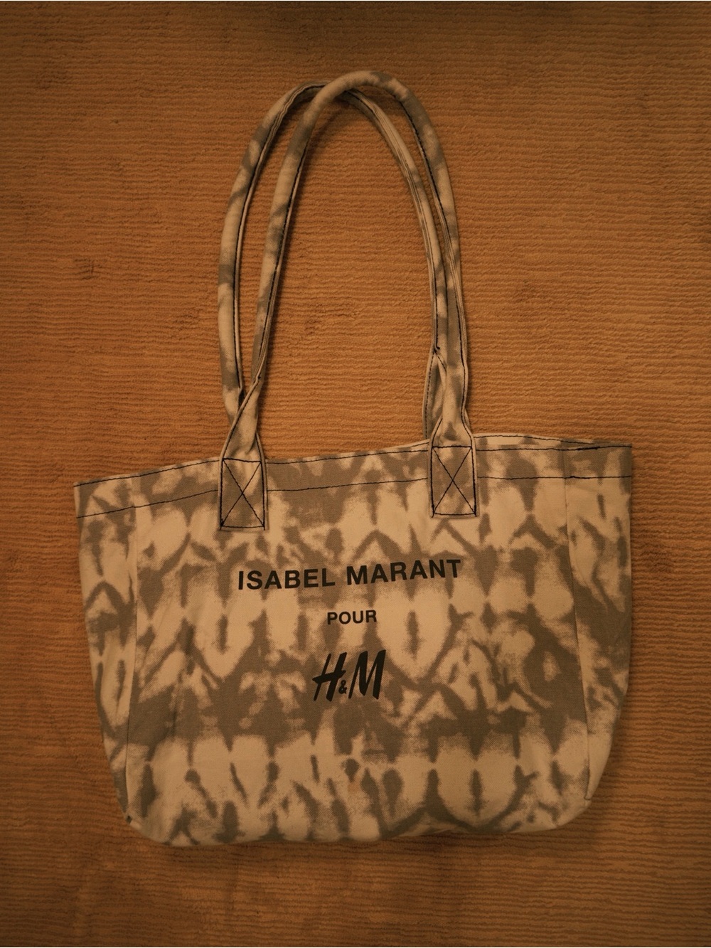 Isabel Marant Canvas Tote with Black Logo - Beige Tie-Dye